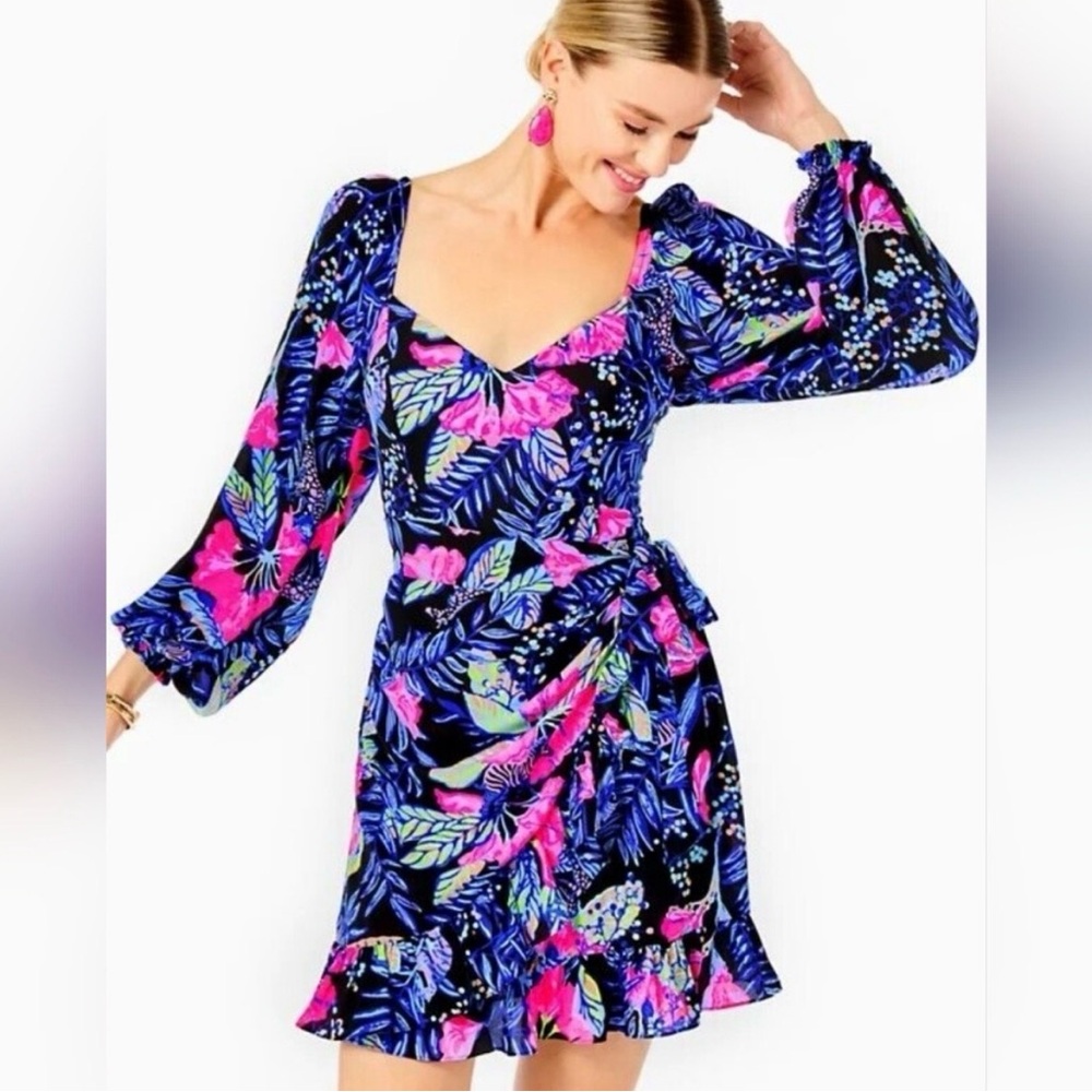 Lilly Pulitzer Lila Wrap Dress in Onyx Earned Stripes